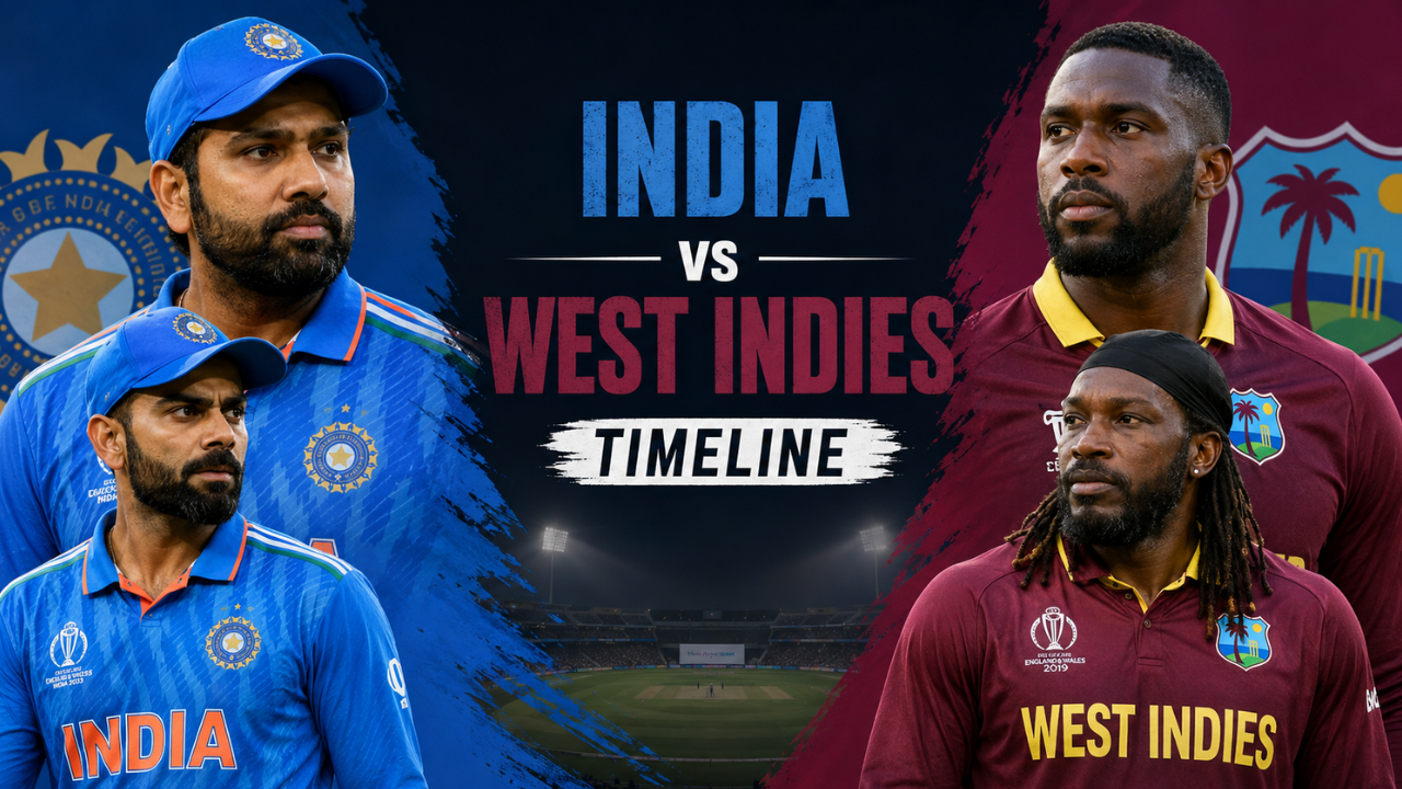 India National Cricket Team vs West Indies Cricket Team Timeline