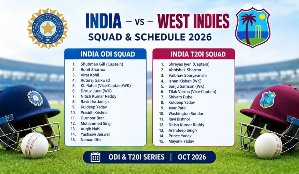 India Squad for West Indies 2026